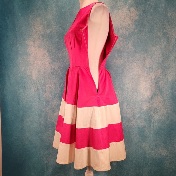 💜Cute Kate Spade Dress w/ Low Back and Broad Pink/White Striped Skirt. - Picture 4 of 8